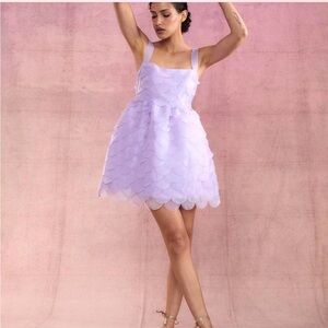 Lavender Sleeveless Scalloped Dress